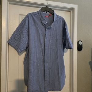 Izod Navy and White Checkered Men's Shirt